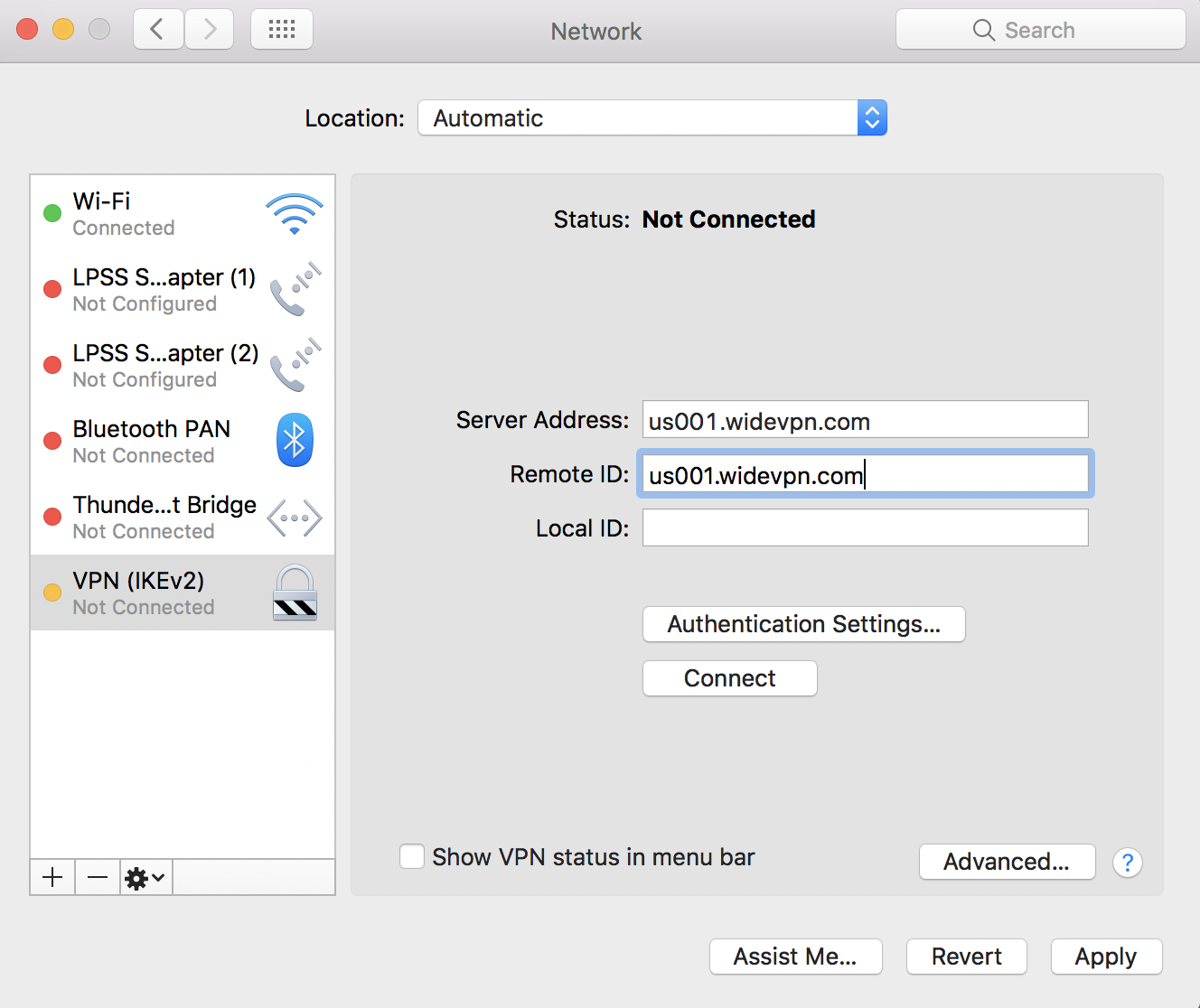 ikev2 vpn server mac