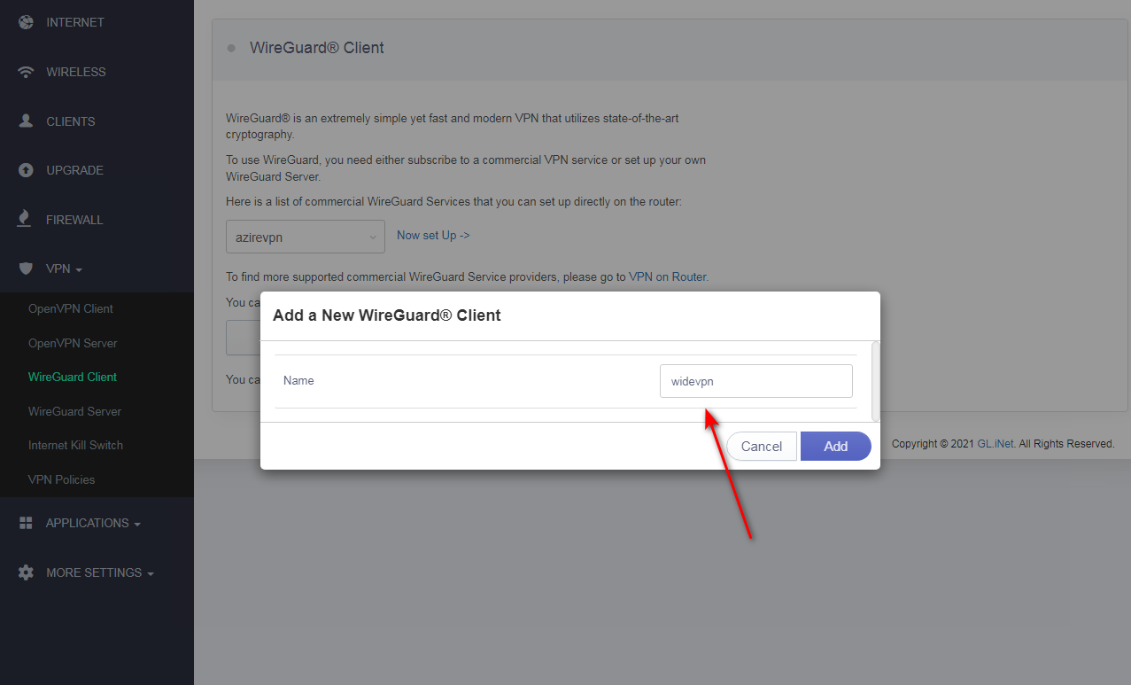 How to Set Up widevpn WireGuard Client on GL.iNet Router