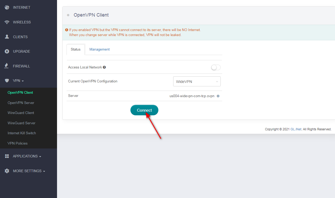 How to Set Up widevpn OpenVPN on GL.iNet Router